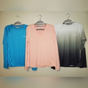 Columbia Women's Long Sleeve Top Bundle — Blue, Coral & Gray Gradient